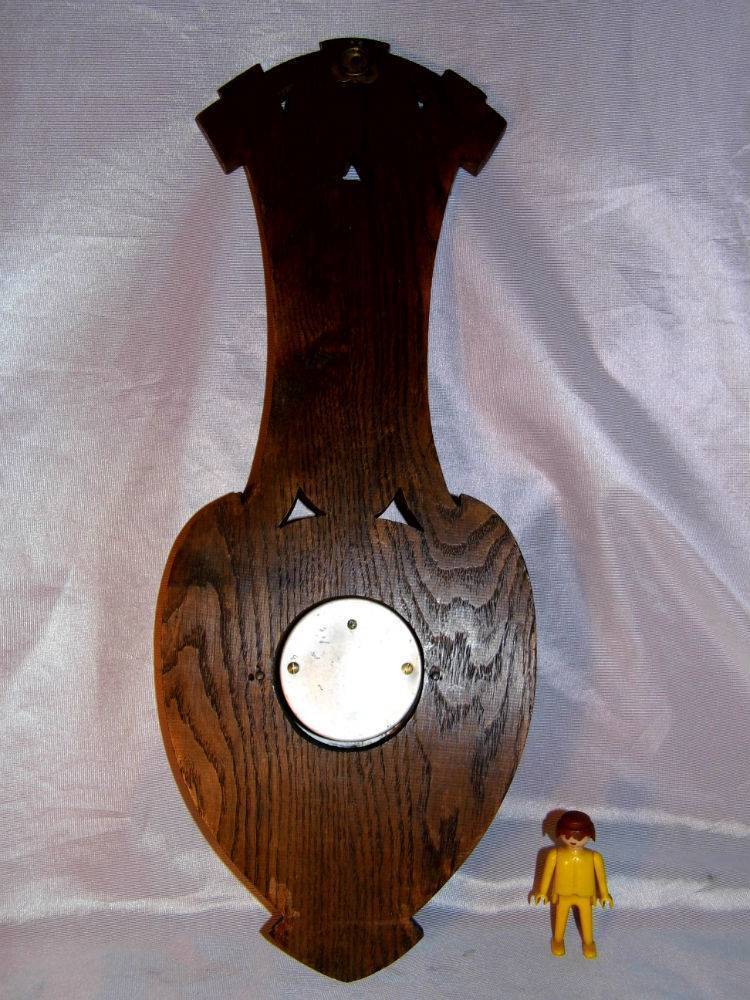 Barometre thermometre ancien art deco émaillé bois sculpté
