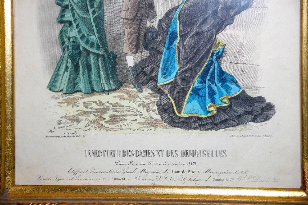 Gravure ancienne Le moniteurs des dames et des demoiselles Circa 1870 Encadrée