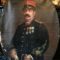 Très grande huile sur toile, portrait d'un militaire en uniforme