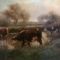 Aymar Alexandre PEZANT (1846-1916)  "Les vaches à la mare" Huile sur toile