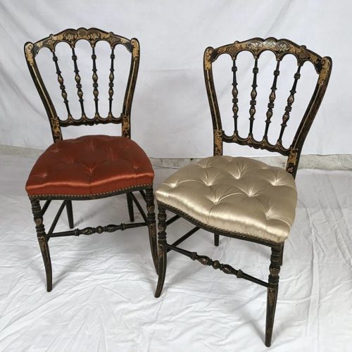 Paire de chaises de musique Napoleon III Bois noirci