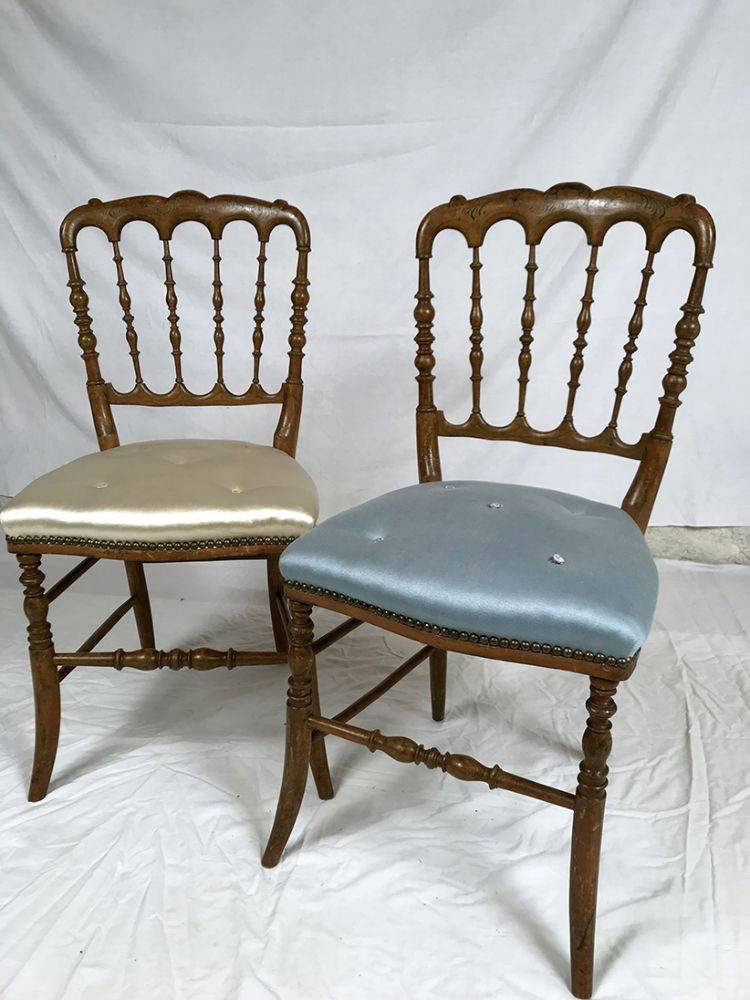 Paire de chaises de musique Napoleon III bois vernis