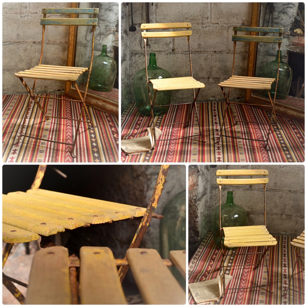 Chaises de jardin pliantes anciennes